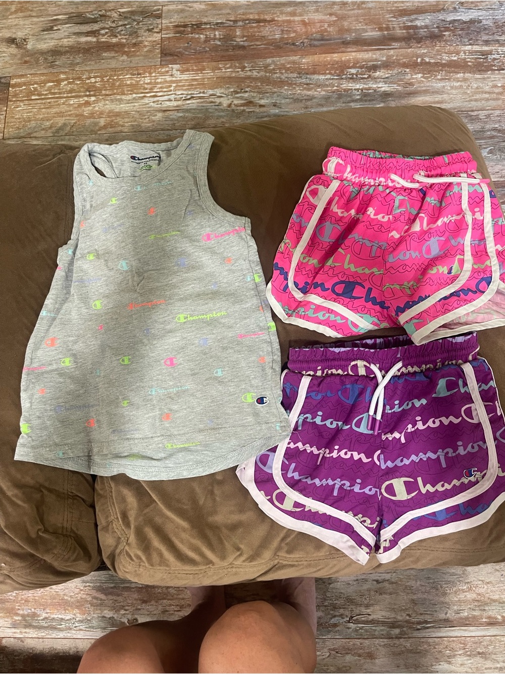 Champion Gray Tank Top with Multicolor Logo Prints